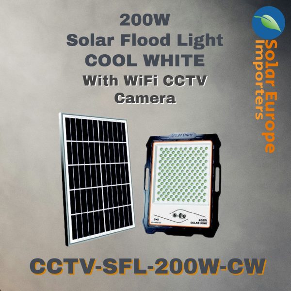 Solar Flood Light - 200W (With Wifi CCTV Camera) (Cool White) (CCTV-SFL-200W-CW)