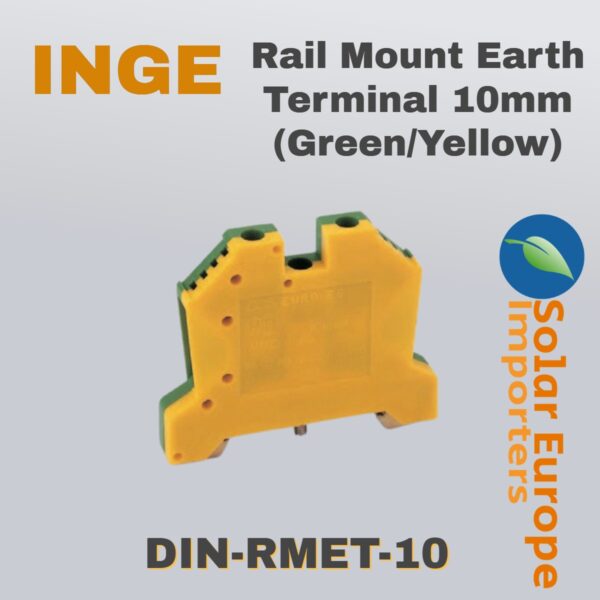 Rail Mount Earth Terminal 10mm (Green/Yellow) (DIN-RMET-10)