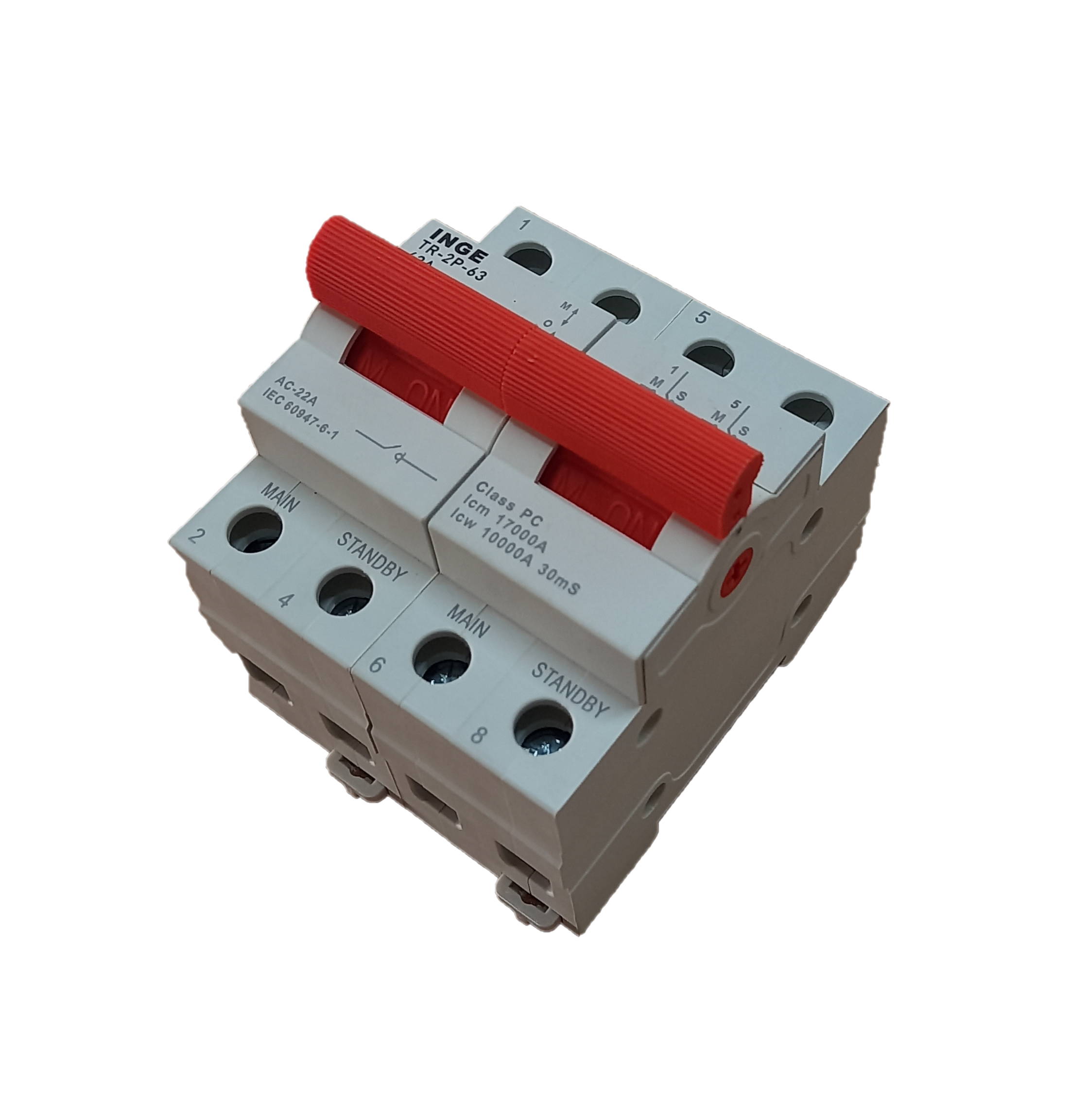 Inge ac 2p manual changeover switch 63a solar europe