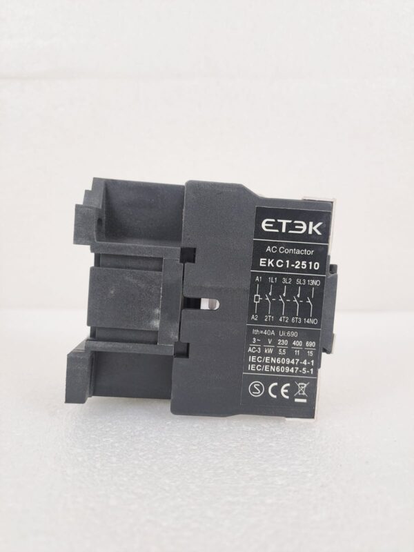 Etek: AC Contactor 25A 3P+1NO Coil 11KW AC3 230VAC (EKC1-2510-230) - Image 2