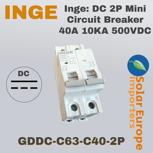Inge: DC 2P Mini Circuit Breaker 40A 10KA 500VDC (GDDC-C63-C40-2P)