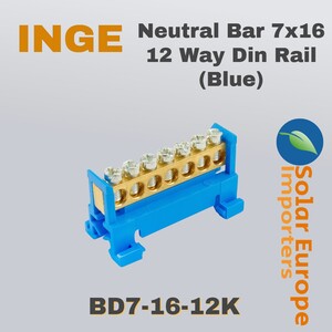Neutral Bar 7x16 12 Way Din Rail (Blue) (BD7-16-12K)