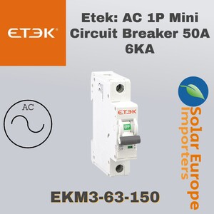 Etek: AC 1P Mini Circuit Breaker 50A 6KA (EKM3-63-1C50)
