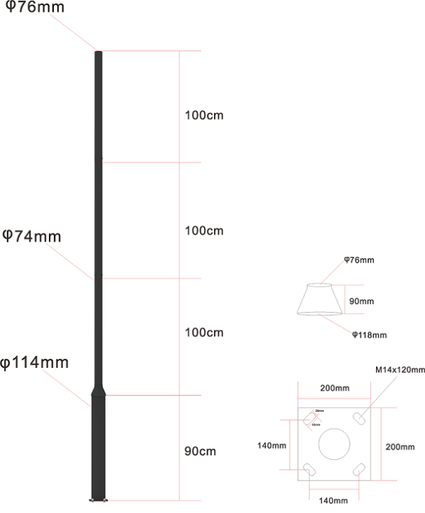 Solar Garden Light: Chronus 40W Including Pedestal Poles (White/Warm White/RGB) (SGL-40W-CCT) - Image 2