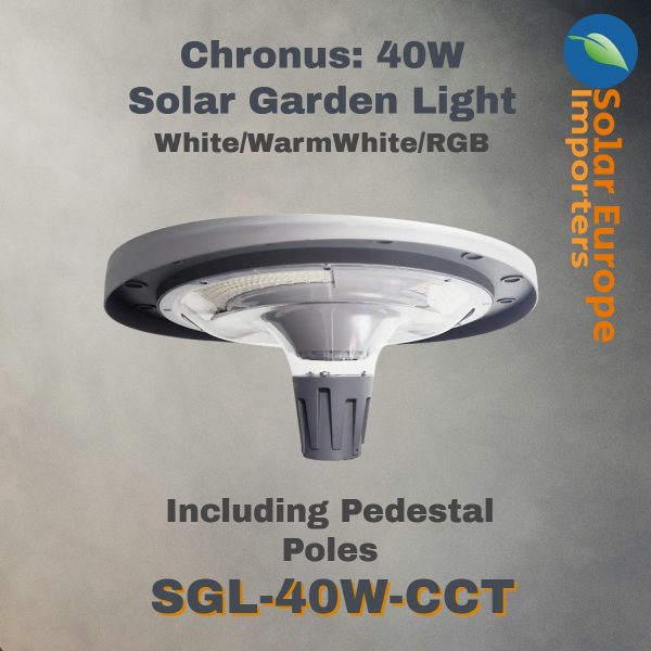 Solar Garden Light: Chronus 40W Including Pedestal Poles (White/Warm White/RGB) (SGL-40W-CCT)