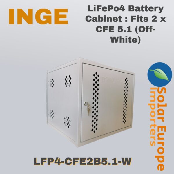 LiFePo4 Battery Cabinet : Fits 2 x CFE 5.1 (Off-White) (LFP4-CFE2B5.1-W)