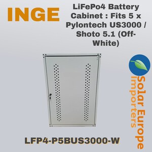 LiFePo4 Battery Cabinet : Fits 5 x Pylontech US3000 / Shoto 5.1 (Off-White) (LFP4-P5BUS3000-W)