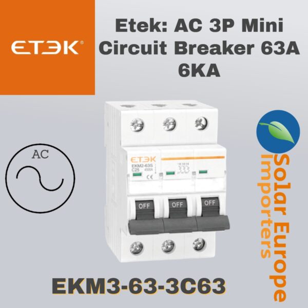 Etek: AC 3P Mini Circuit Breaker 63A 6KA (EKM3-63-3C63)