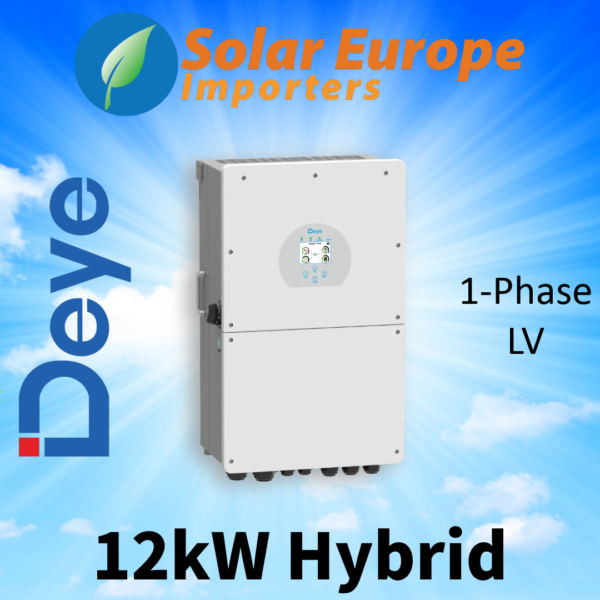 Deye: 12Kw Single Phase LV Hybrid Inverter - VOC: 500V Battery: 60V CT&WIFI Incl (SUN-12K-SG01LP1-EU)
