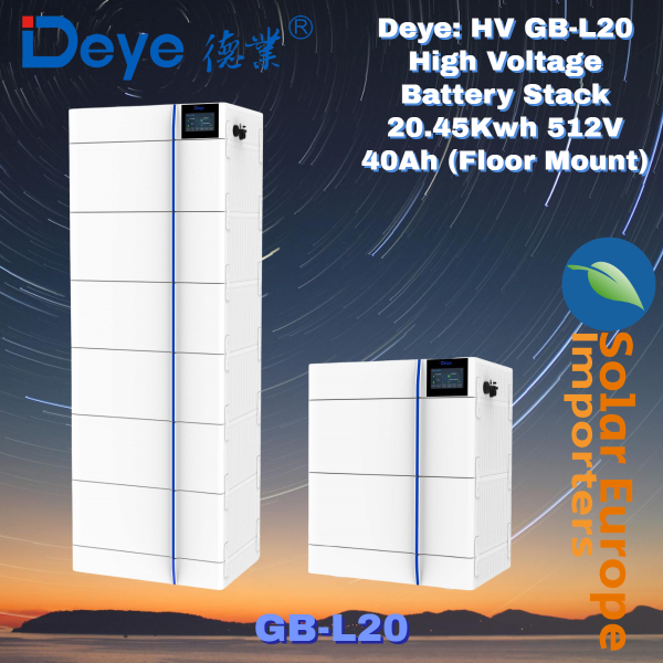 Deye: HV GB-L20 High Voltage Battery Stack 20.45Kwh 512V 40Ah (Floor Mount) (GB-L20)