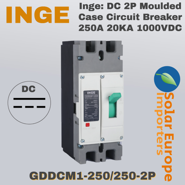 Inge: DC 2P Moulded Case Circuit Breaker 250A 20KA 1000VDC (GDDCM1-250/250-2P)
