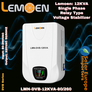 Lemoen: 12KVA Single Phase Relay Type Voltage Stabilizer Input: 80-260VAC Output: 220VAC 50/60HZ (LMN-DVB-12KVA-80/260)